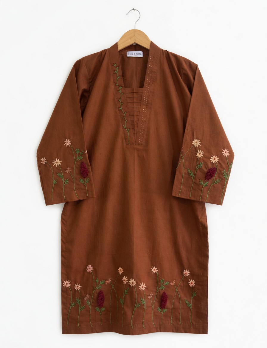 Hand Embroidered Cotton Slub Matching Co-Ord Set