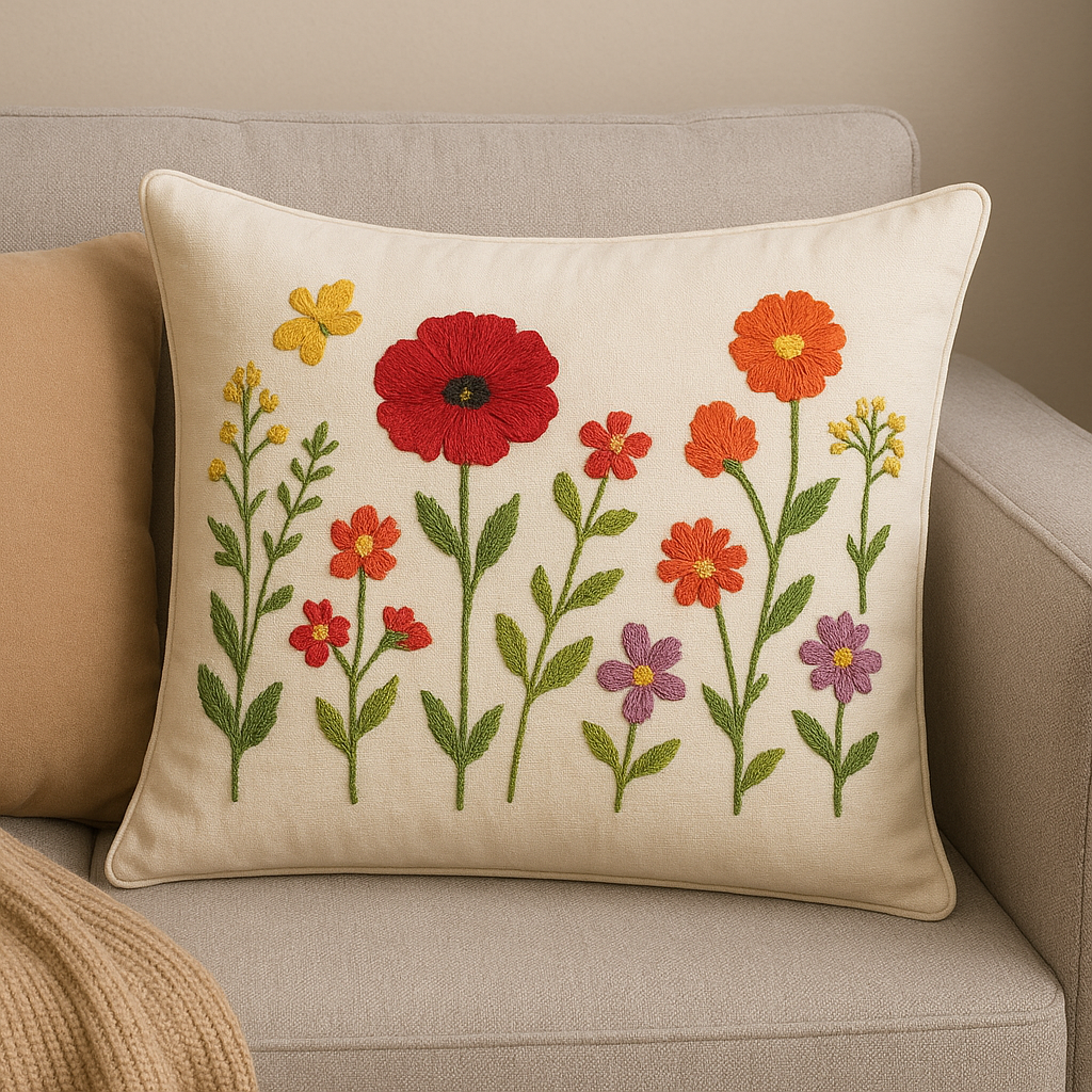 Premium cream cotton cushion cover displaying dense